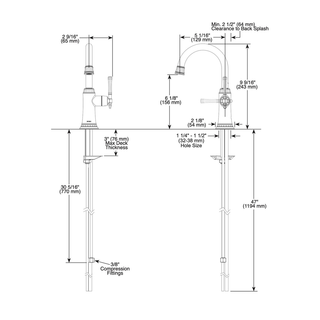 Brizo 61358LF-C-PN Tulham Beverage Faucet 1L