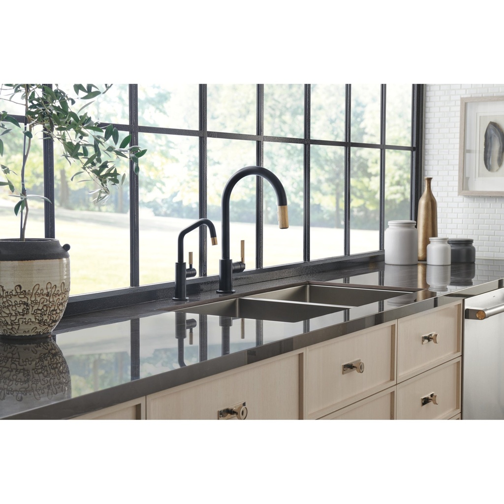 Brizo 61363LF-C-BLGL Litze Ro Beverage Faucet Matte Black / Luxe Gold