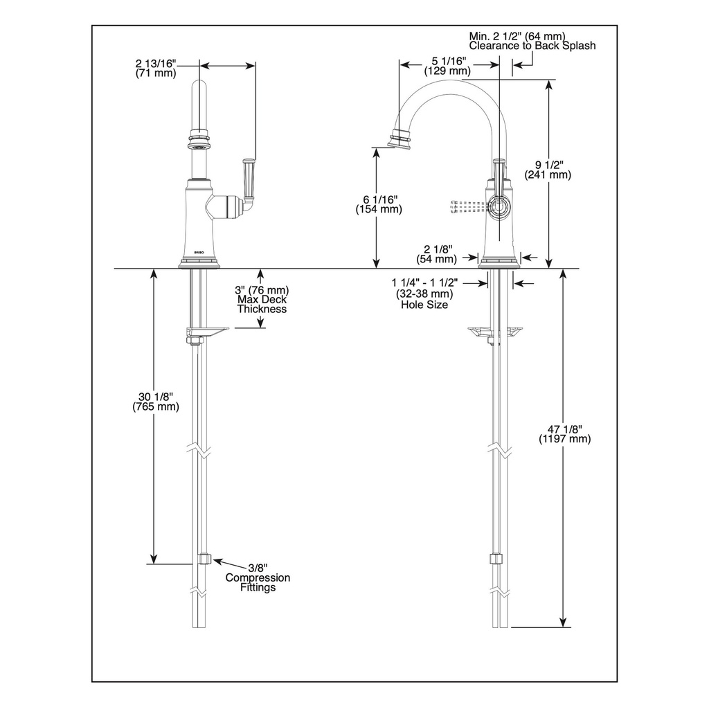 Brizo 61374LF-C-PC Rook Beverage Faucet