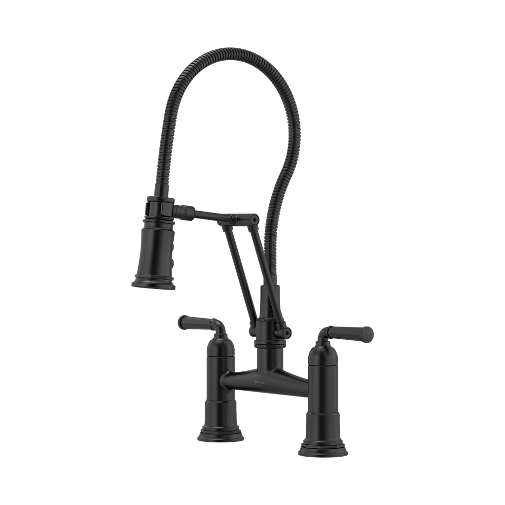 Brizo 62174LF-BL Rook Two Handle Articulating Bridge Faucet With Finished Hose