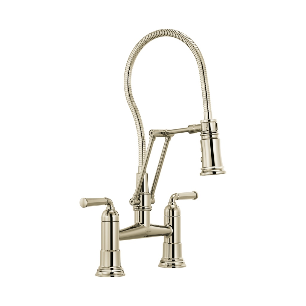 Brizo 62174LF-PN Two Handle Articulating Bridge Faucet With Finished Hose
