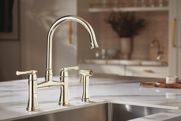 Brizo 62558LF-PN Tulham Bridge Faucet With Spray 2L