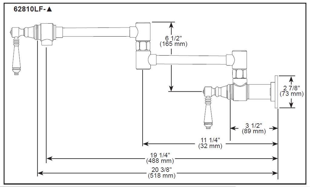 Brizo 62806LF-PC-L Lever Handle Wm Pot Filler
