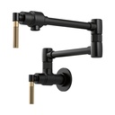 Brizo 62843LF-BLGL Litze Wall Mounted Pot Filler with Knurled Handle Kit Matte Black/Luxe Gold