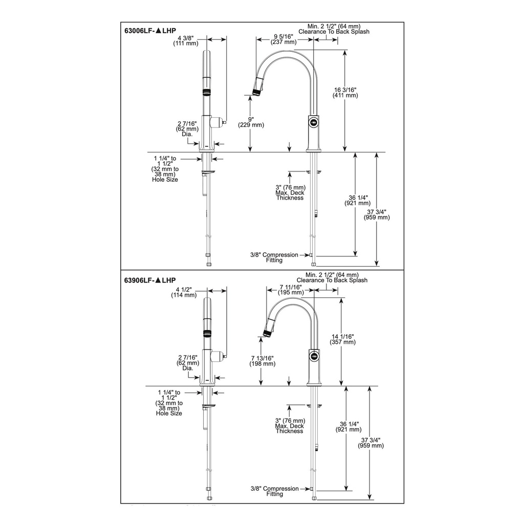 Brizo 63006LF-BLLHP Arc Pull-Down Less Handle