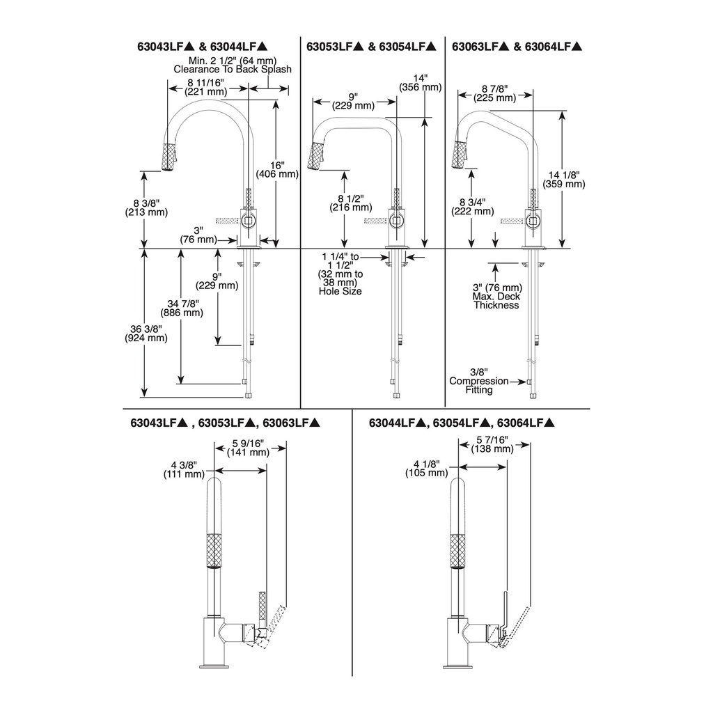 Brizo 63044LF-GL Litze Arc Spout Pull-Down Industrial Handle