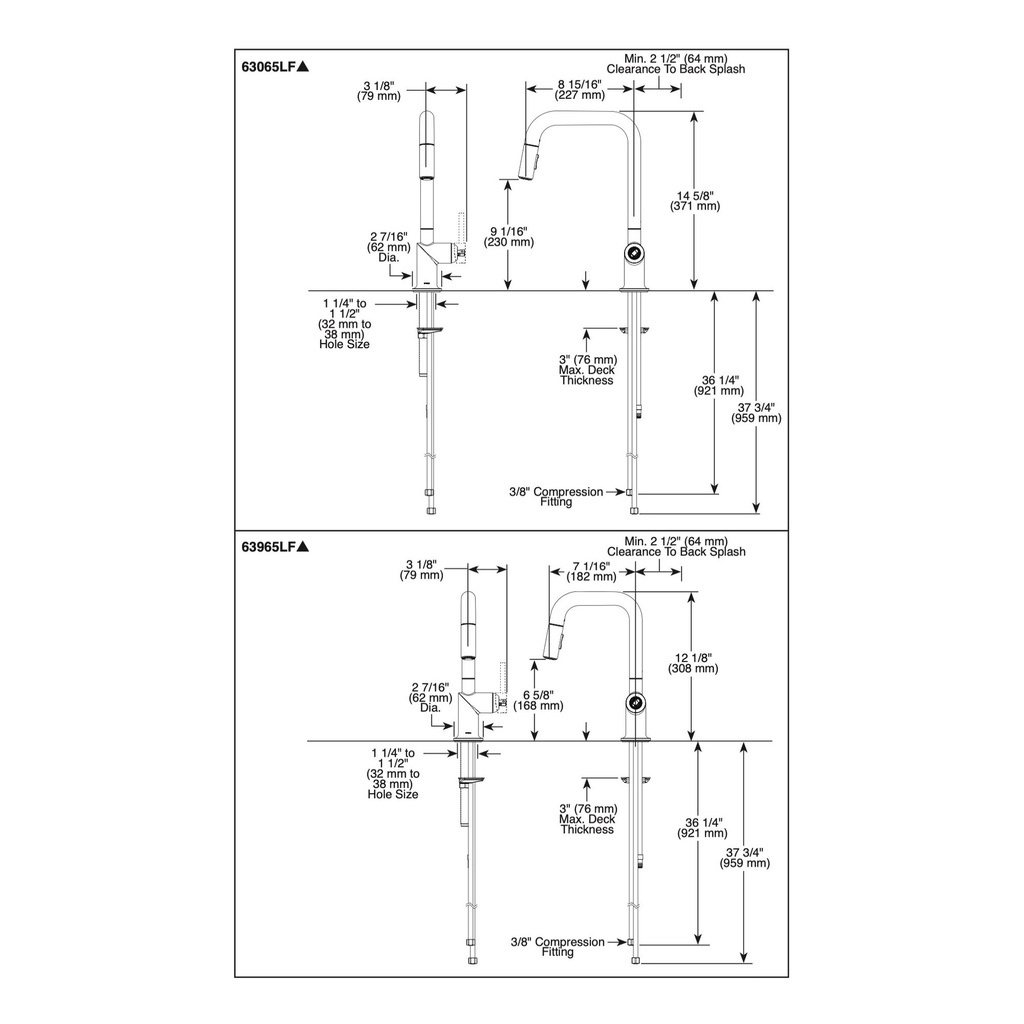 Brizo 63065LF-PNLHP Odin Square Pull-Down Kitchen Faucet