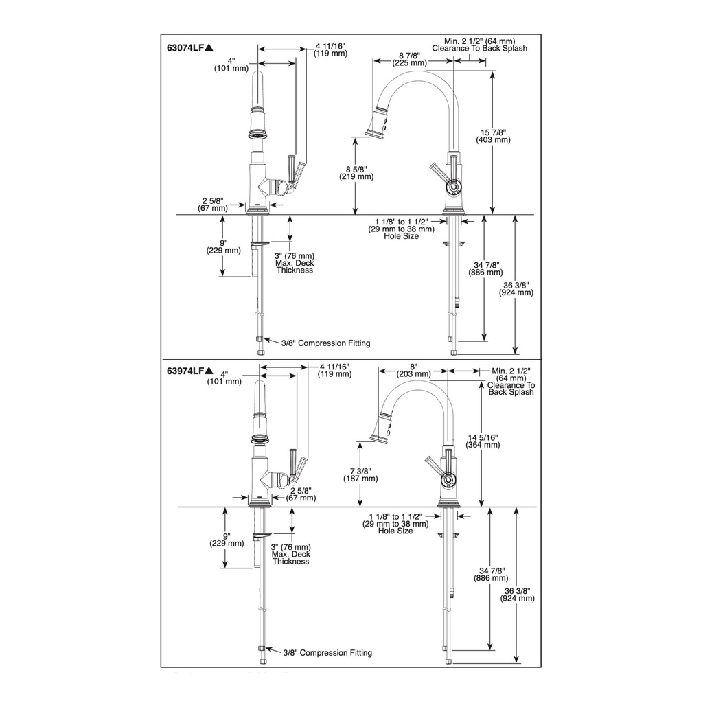 Brizo 63074LF-BL Rook Single Handle Pull-Down Kitchen Faucet