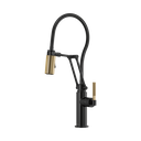 Brizo 63143LF-BLGL Litze Articulating Faucet With Knurled Handle And Finished Hose Matte Black/Luxe Gold