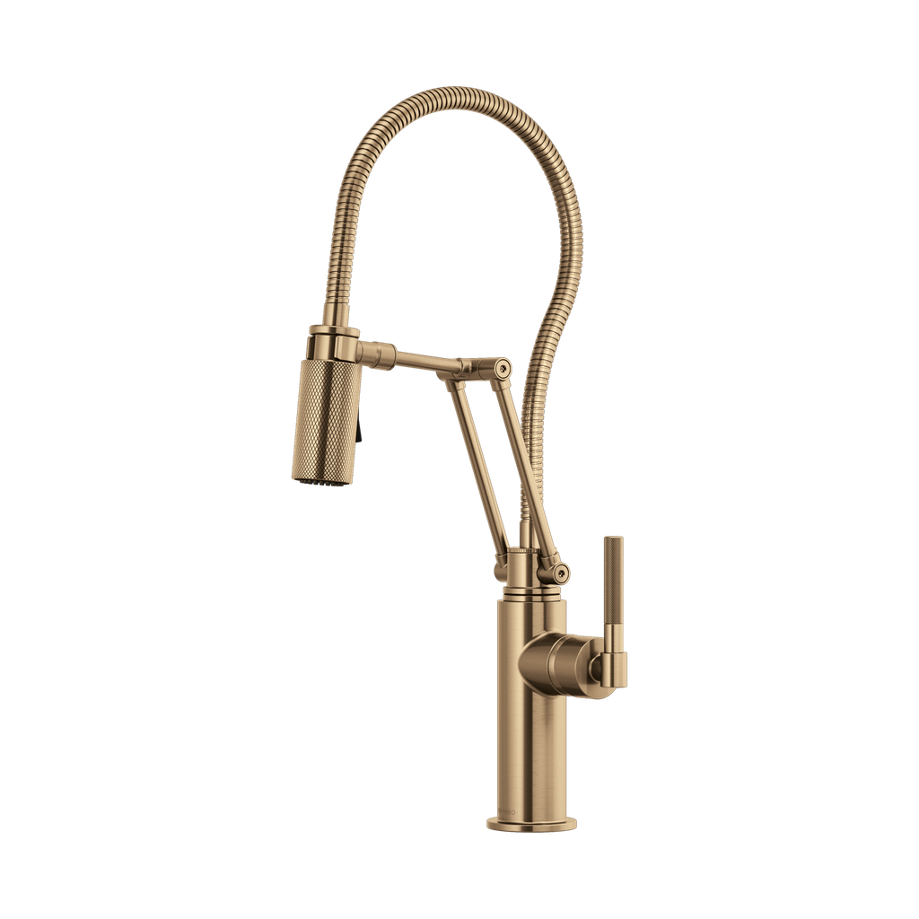 Brizo 63143LF-GL Litze Articulating Faucet With Knurled Handle And Finished Hose Luxe Gold