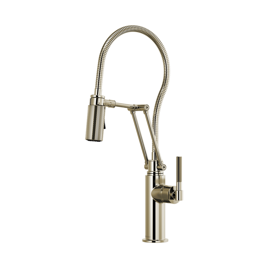 Brizo 63143LF-PN Litze Articulating Faucet With Knurled Handle And Finished Hose Polished Nickel
