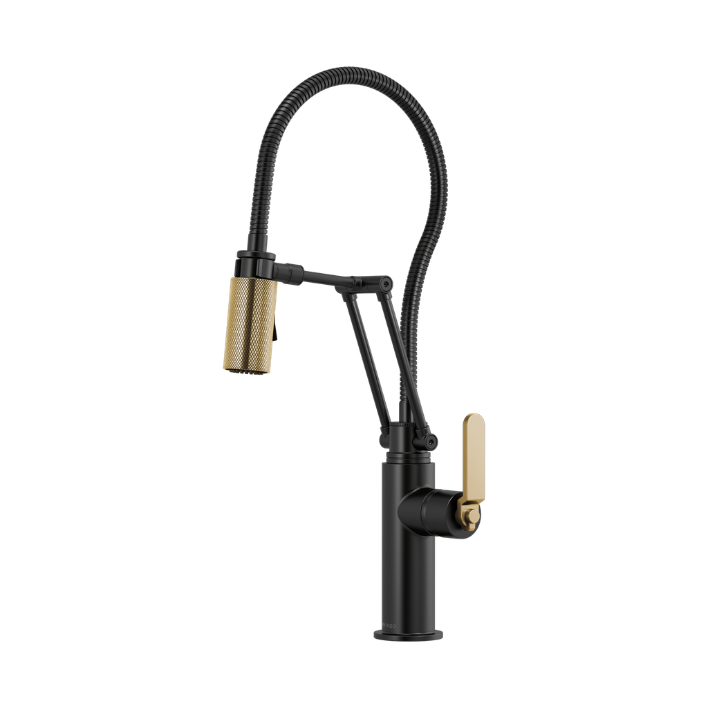 Brizo 63144LF-BLGL Litze Articulating Faucet With Industrial Handle And Finished Hose