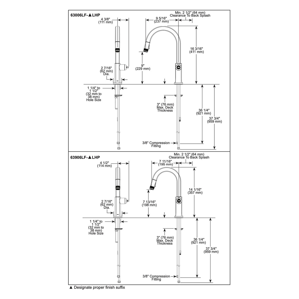 Brizo 63906LF-SSLHP-L Arc Prep Pull-Down Less Handle