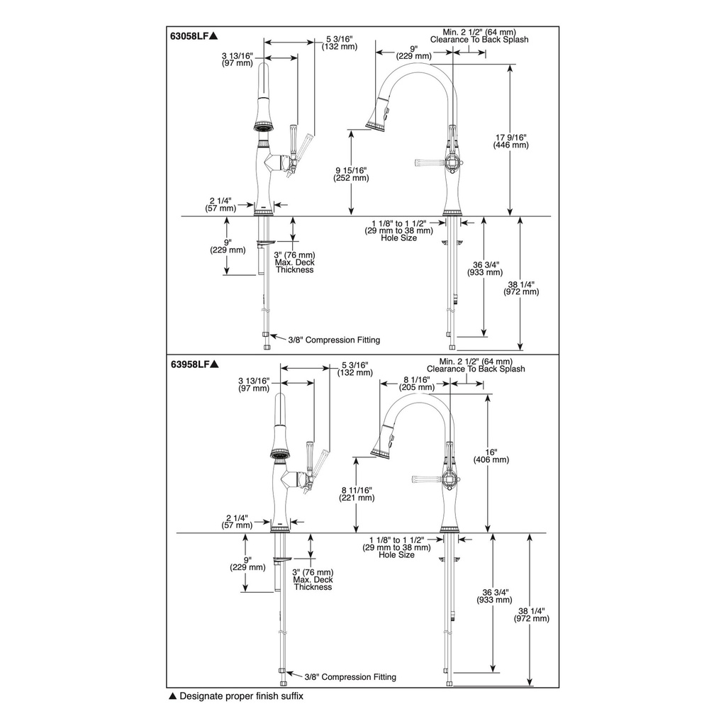 Brizo 63958LF-PN Tulham Pull-Down Prep Faucet