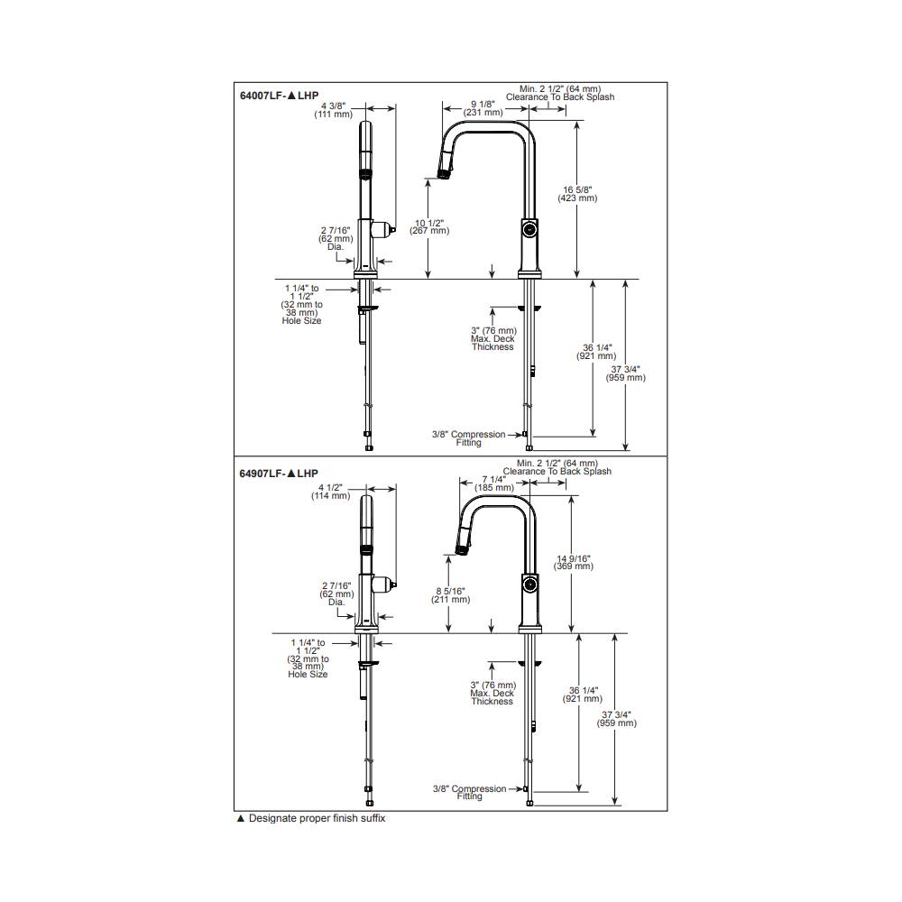 Brizo 64907LF-SSLHP-L Smarttouch Square Prep Pd Lesshandle