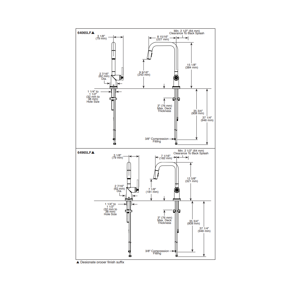 Brizo 64965LF-BLLHP Odin Smarttouch Square Pull-Down Prep Faucet