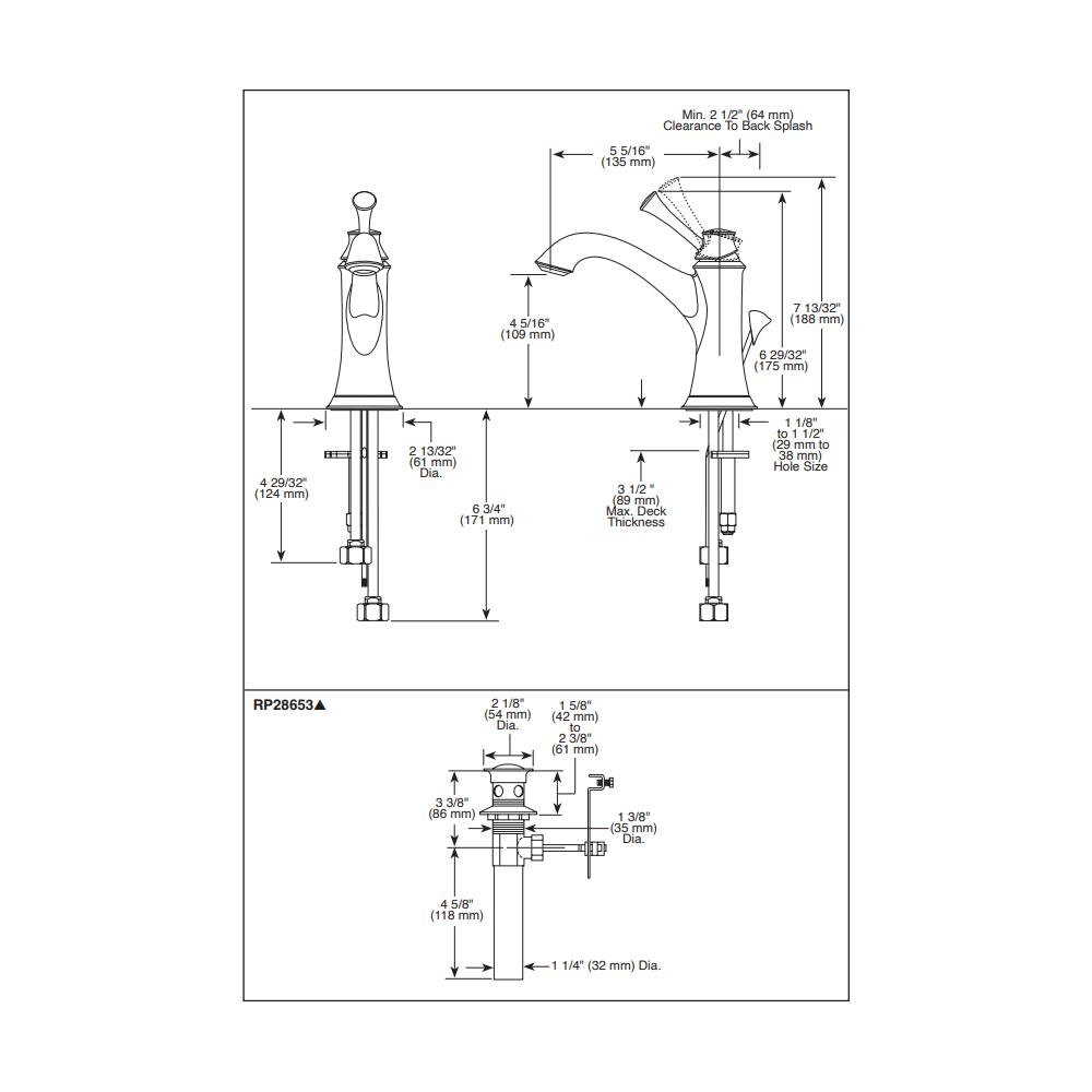 Brizo 65005LF-BN-ECO Baliza Single Hole Bathroom Faucet 1Ltory Faucet