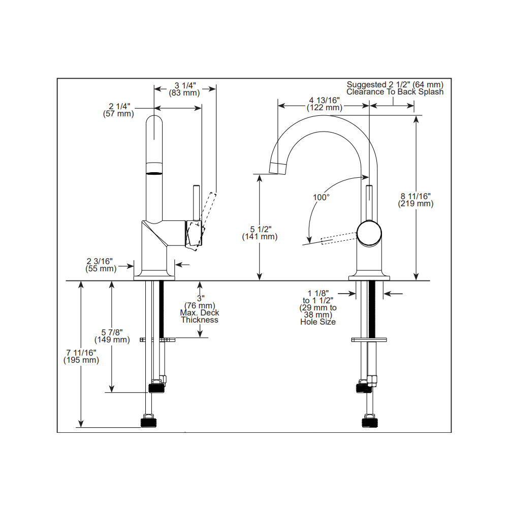 Brizo 65175LF-PC Litze Single Hole Bathroom Faucet 1L