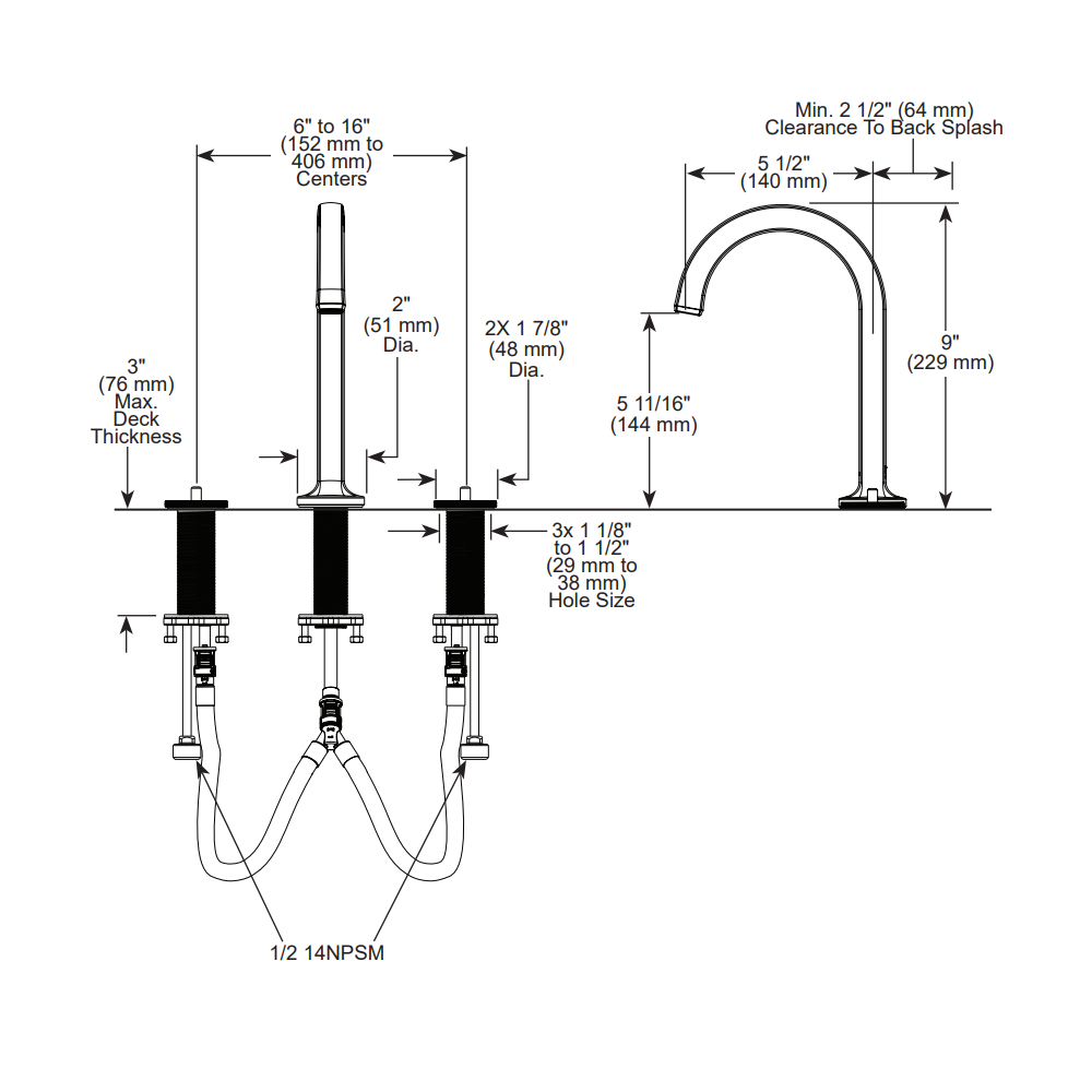 Brizo 65306LF-NKLHP Kintsu Widespread High Arc Spout 1.5
