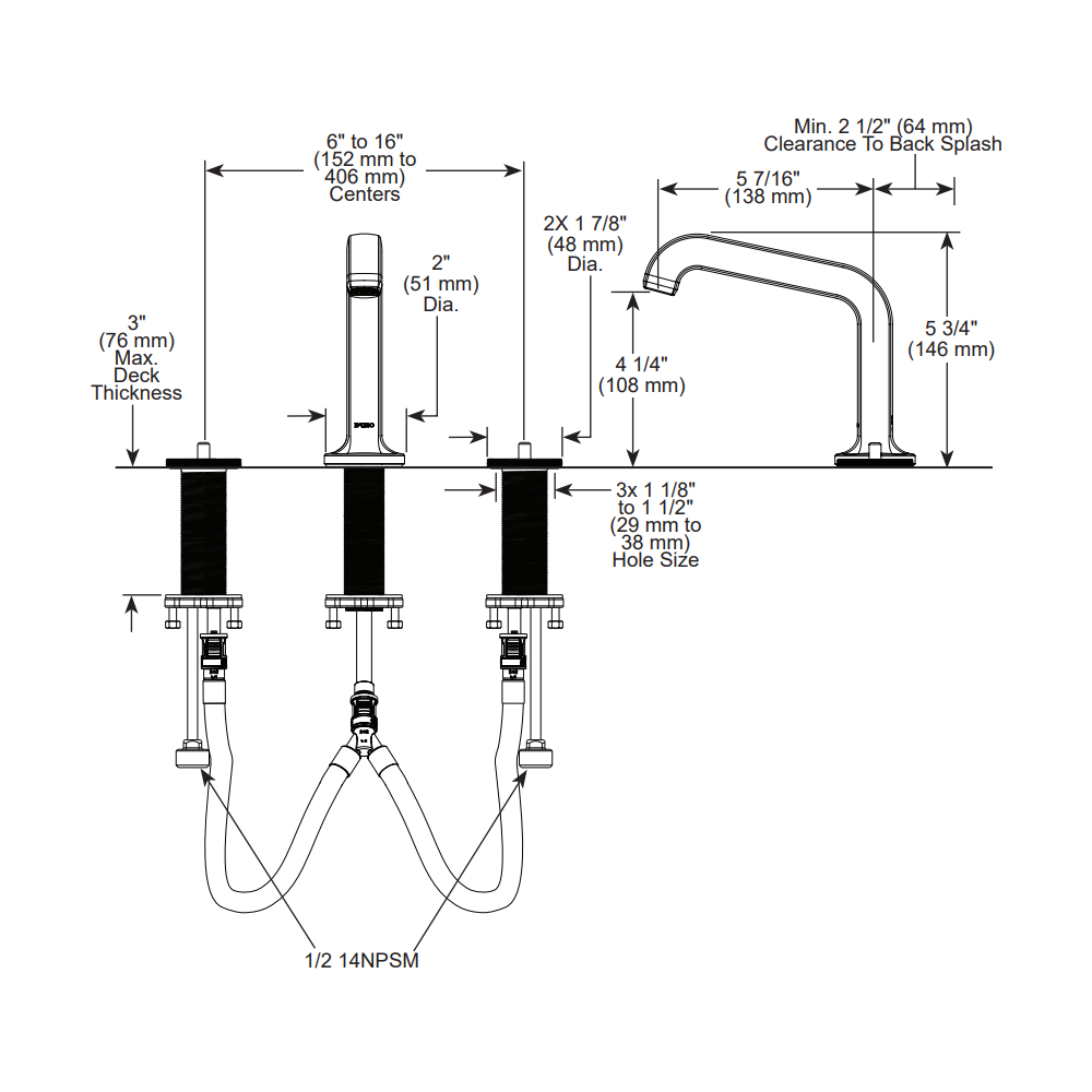 Brizo 65307LF-NKLHP Kintsu Widespread Mid-Rise Column Spout 1.5