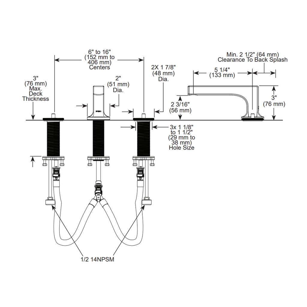 Brizo 65308LF-PCLHP Kintsu Widespread Low-Rise Spout 1.5
