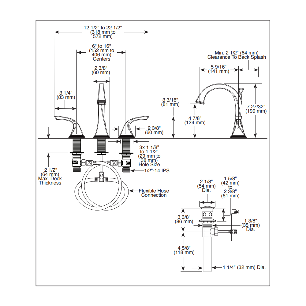 Brizo 65330LF-BN-ECO Sotria Two Handle Widespread Lavatory Faucet