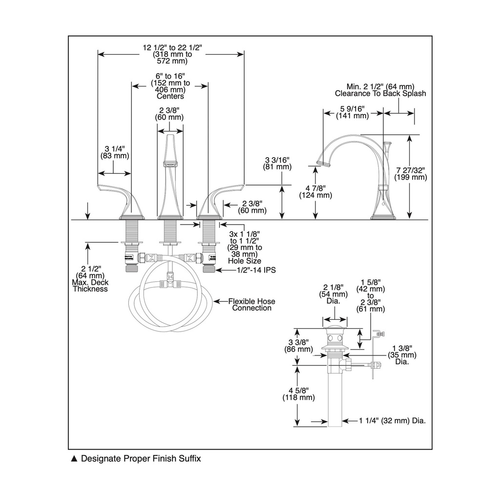 Brizo 65330LF-PN-ECO Sotria Two Handle Widespread Lavatory Faucet