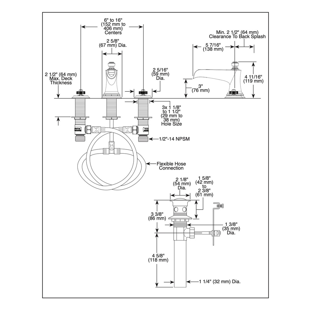 Brizo 65361LF-GLLHP-ECO Rook Two Handle Widespread Lavatory Faucet