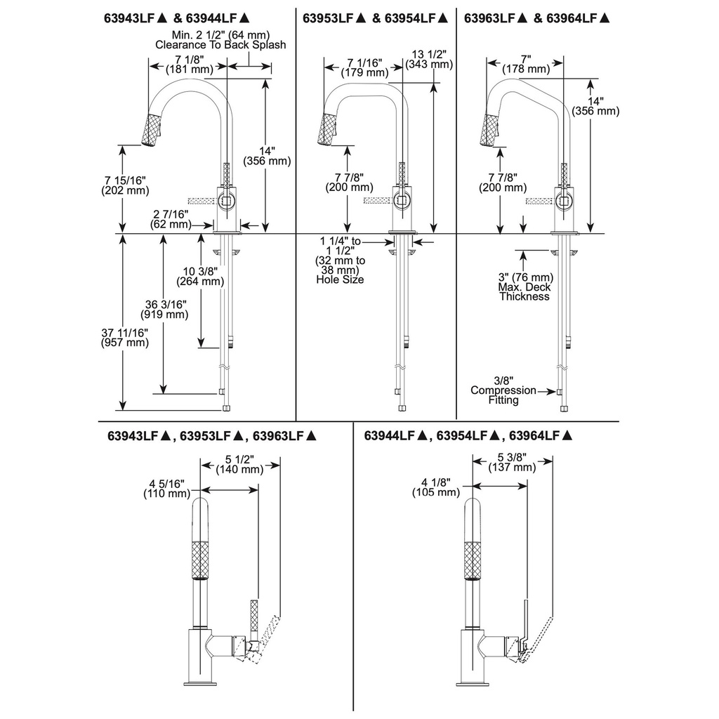 Brizo 63954LF-GL Pull-Down Prep Faucet With Square Spout