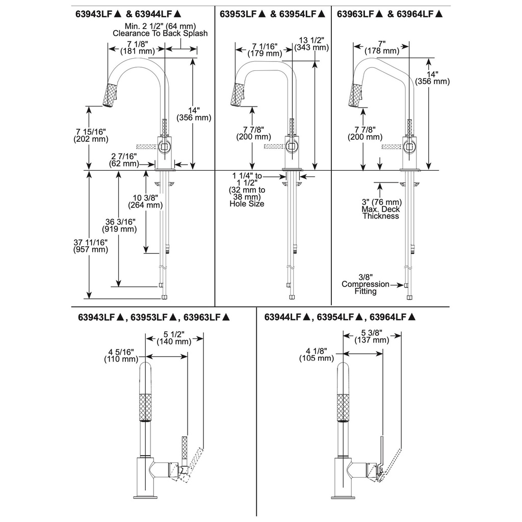 Brizo 63963LF-GL Pull-Down Prep Faucet With Angle Spout