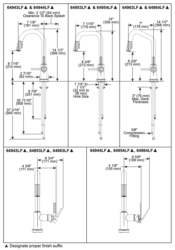 Brizo 64943LF-BLGL Smarttouch Pull-Down Prep Faucet With Ar