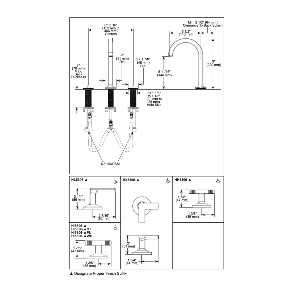 Brizo 65306LF-BLLHP-ECO Widespread High Arc Spout 1.2