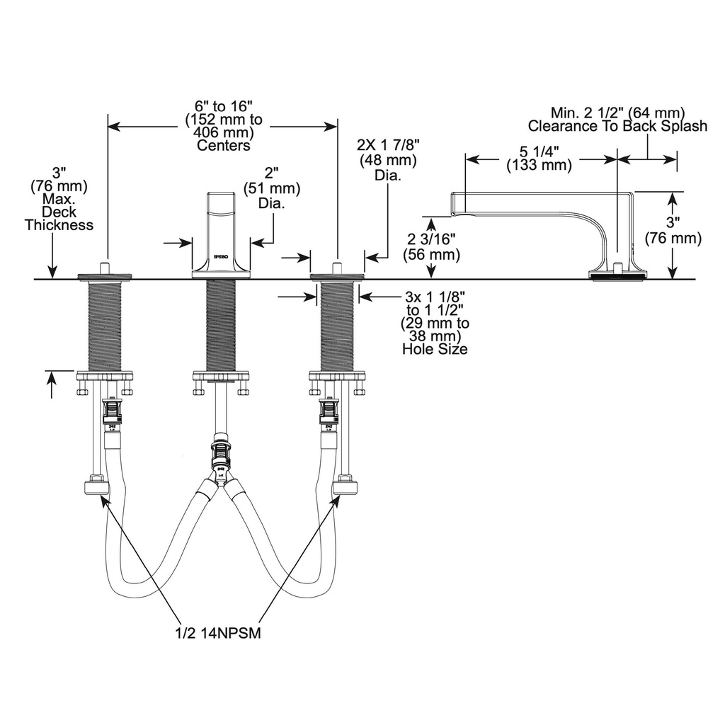 Brizo 65308LF-BLLHP Widespread Low-Rise Spout 1.5
