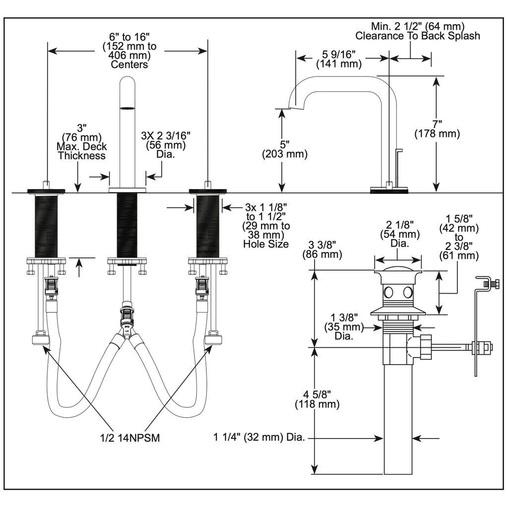 Brizo 65332LF-BLLHP Widespread High Spout 1.5