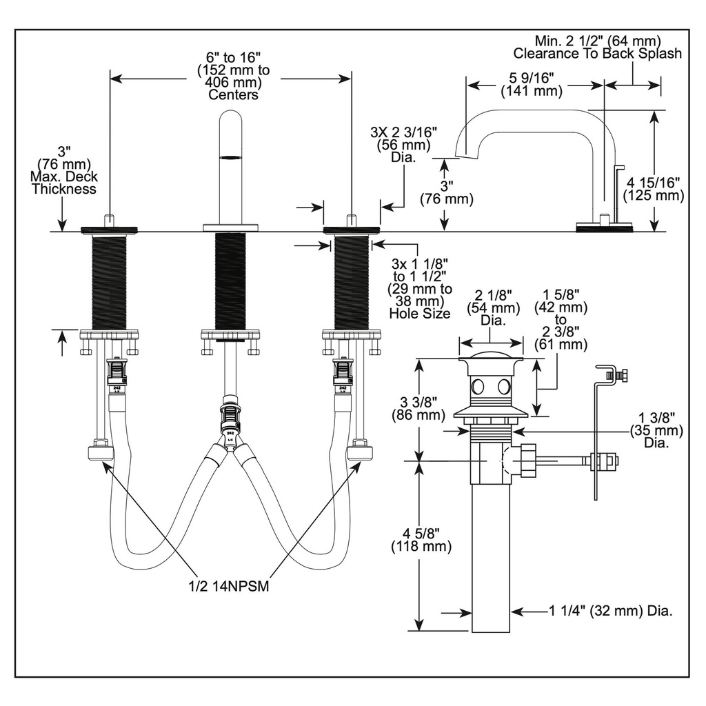Brizo 65334LF-BLLHP Widespread Low Spout 1.5