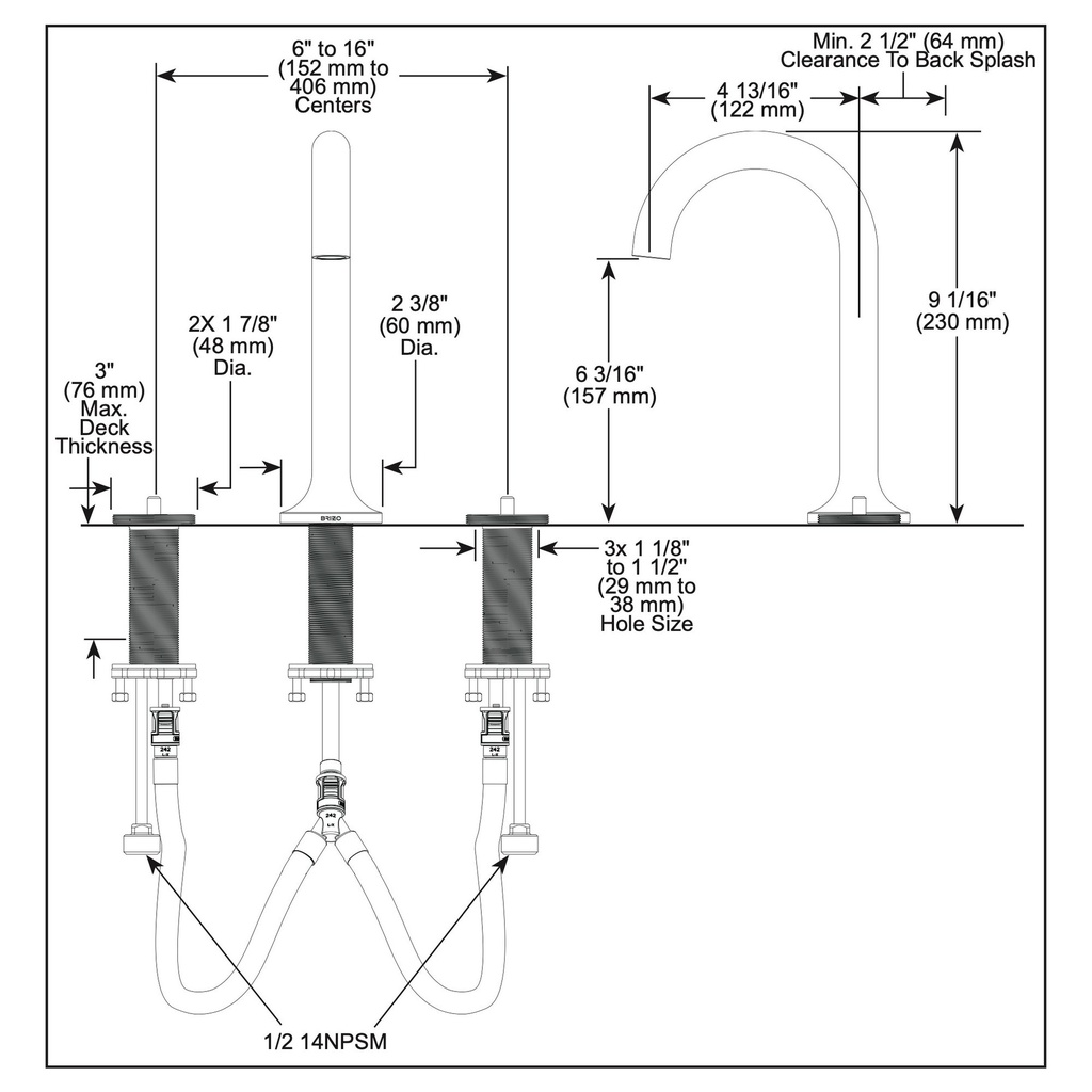 Brizo 65375LF-BLLHP 2H Widespread 1.5 Gpm
