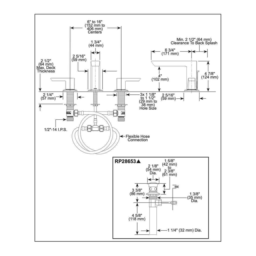 Brizo 65386LF-NK-ECO Vettis Two Handle Widespread Lavatory Faucet