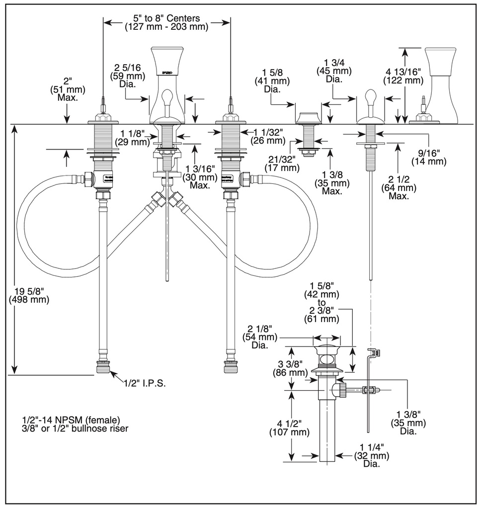 Brizo 68485-PNLHP Charlotte Bidet 4 Holes-Lhp