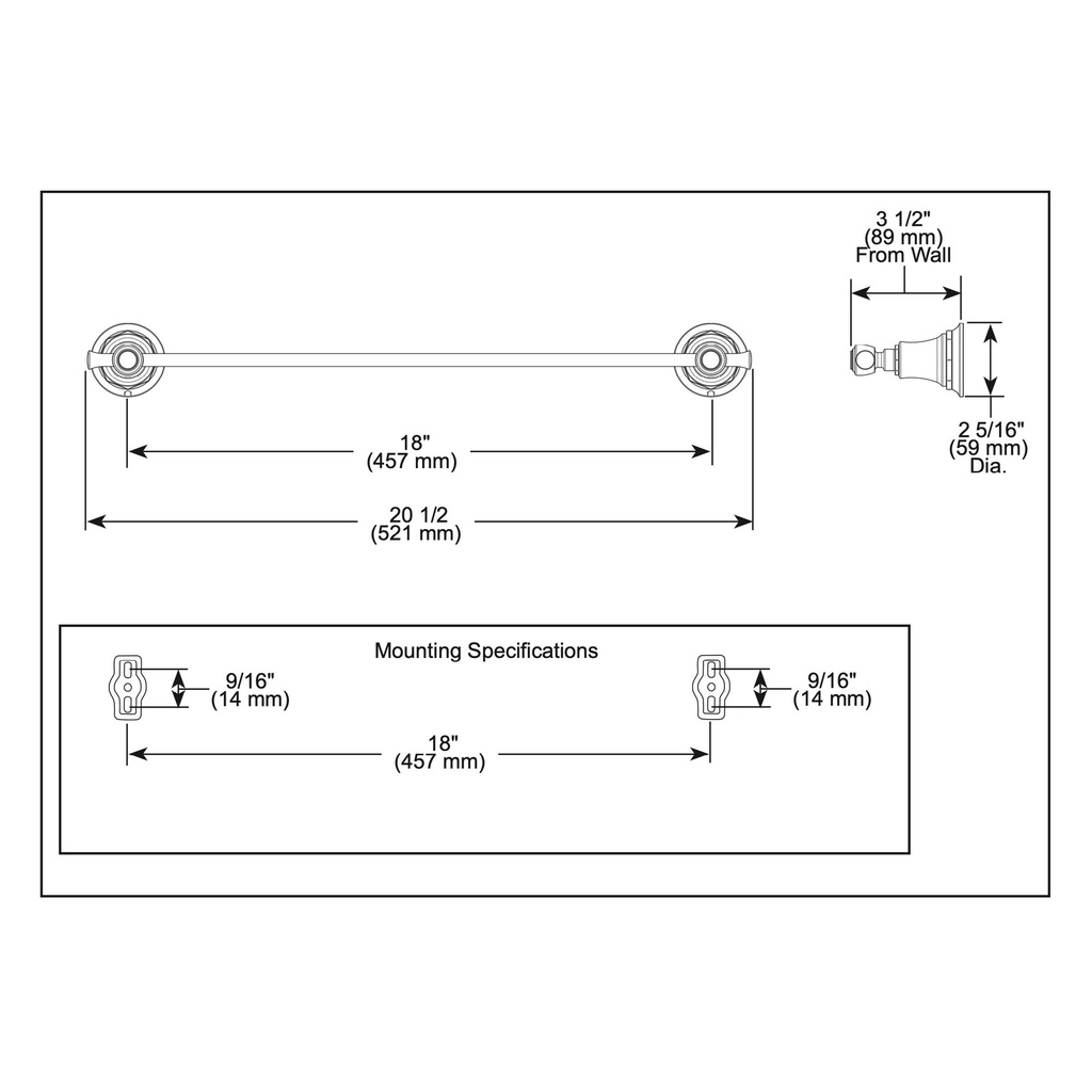 Brizo 691861-GL Rook 18" Towel Bar