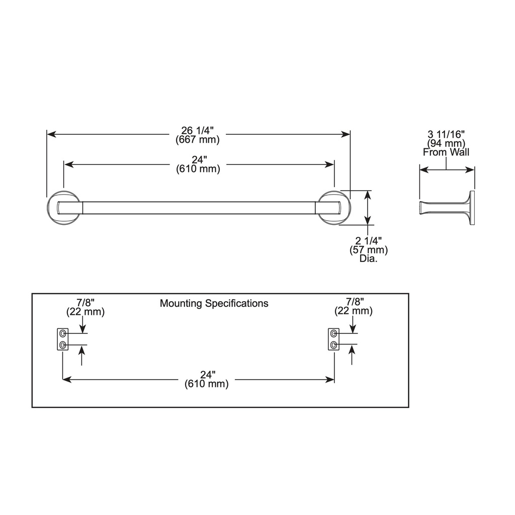 Brizo 692406-PC Kintsu 24" Towel Bar
