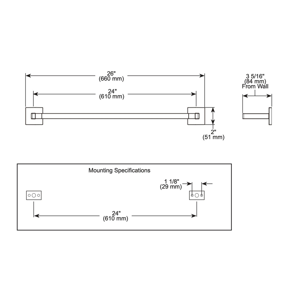 Brizo 692422-PN 24" Towel Bar