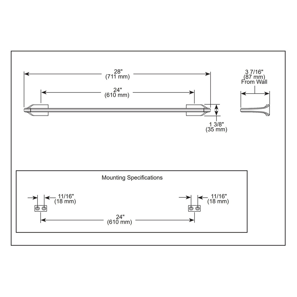 Brizo 692498-GL Levoir 24" Towel Bar Luxe Gold