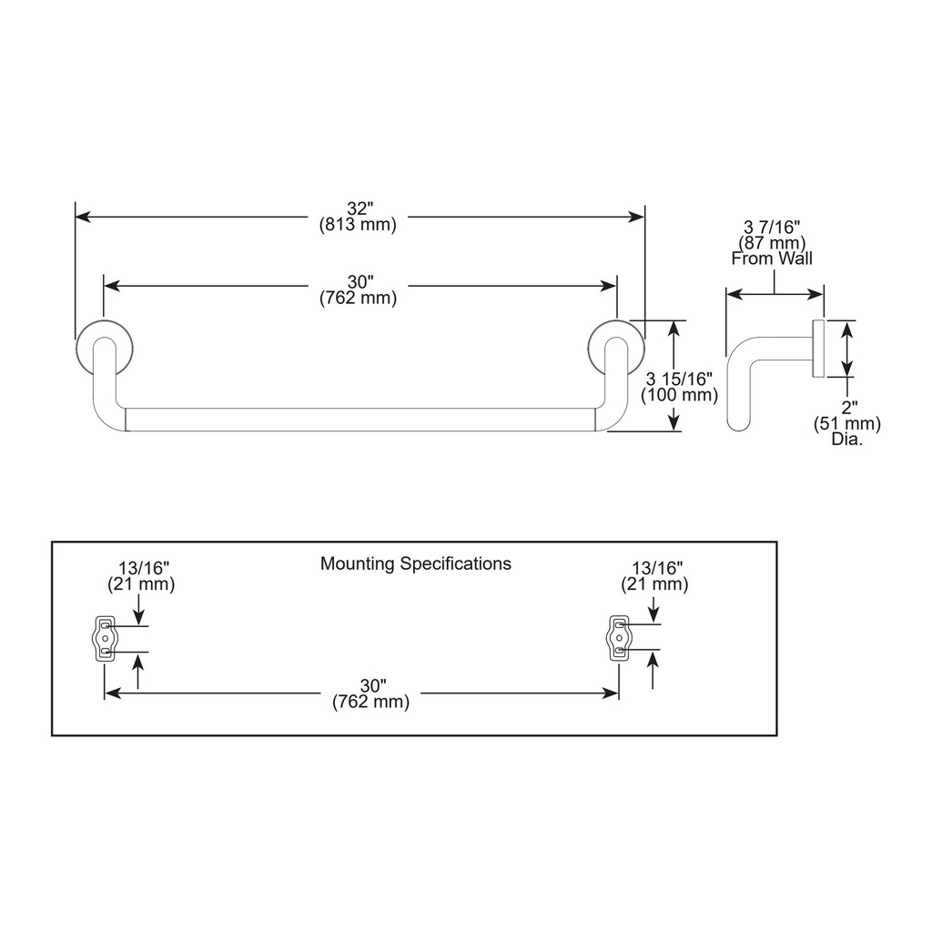 Brizo 693035-SL Litze 30" Towel Bar