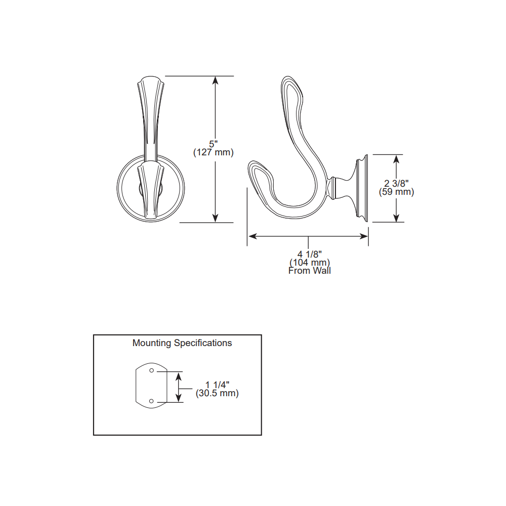 Brizo 693585-PC Charlotte Double Robe Hook
