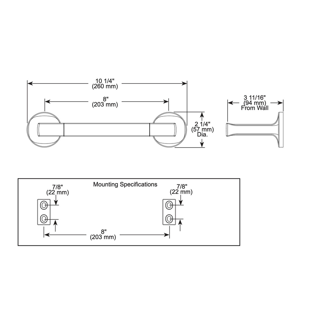 Brizo 694706-PC Kintsu 8" Mini Towel Bar