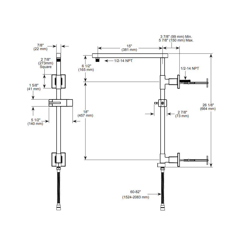 Brizo 80099-RB Euro Square Shower Column