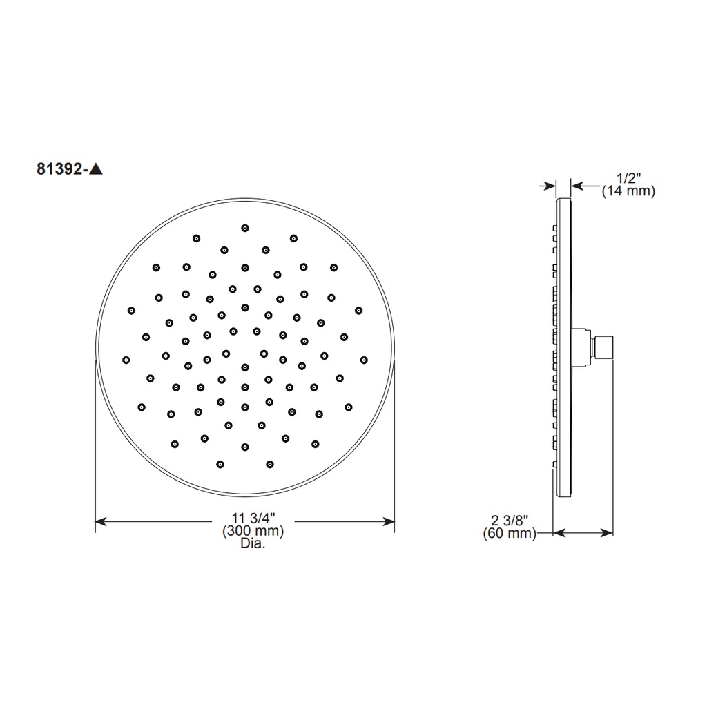 Brizo 81392-BL Traditional Round Raincan Showerhead Matte Black