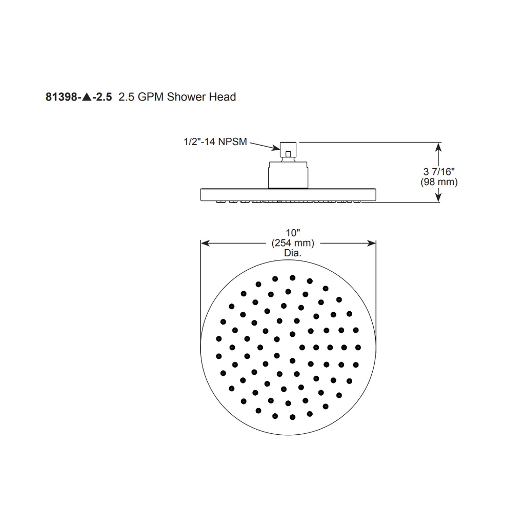 Brizo 81398-GL-2.5 Linear 10" Showerhead Luxe Gold