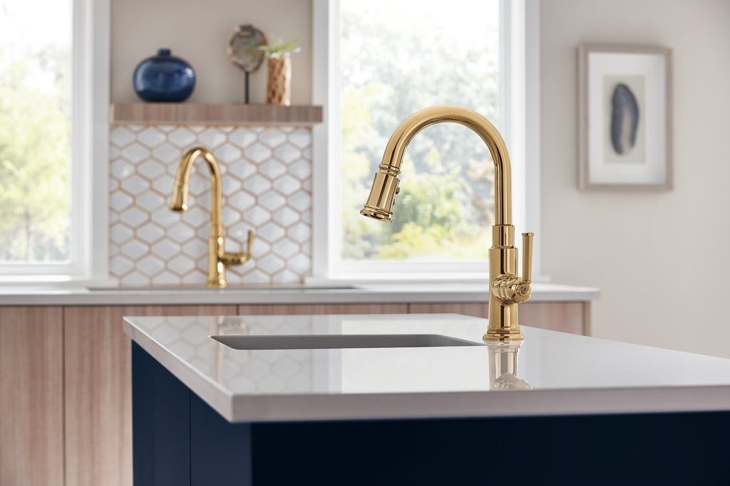 Brizo 63974LF Rook Single Handle Pull Down Prep Kitchen Faucet Luxe Gold