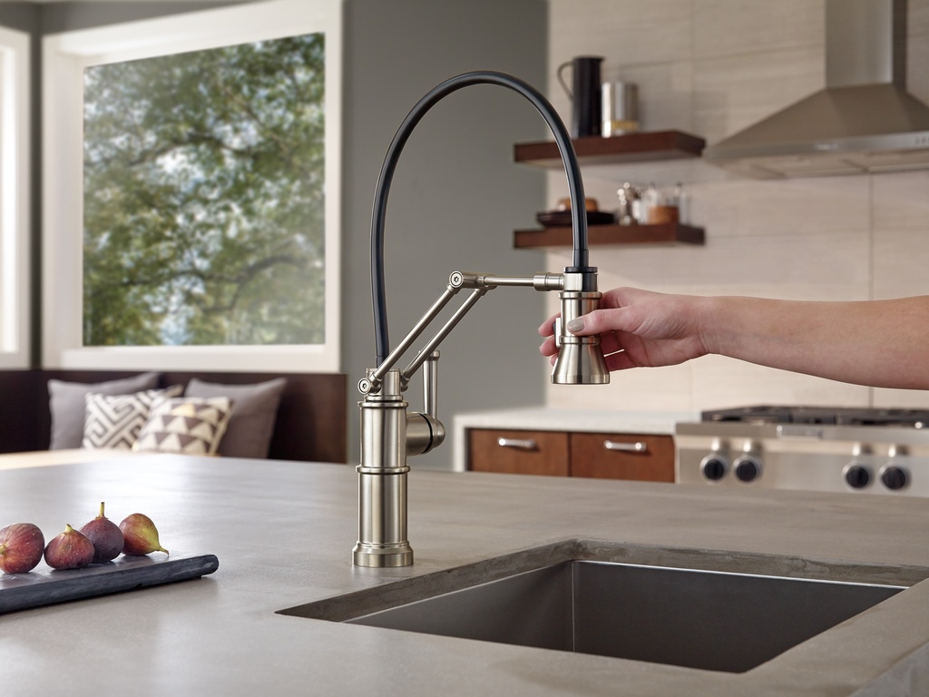 Brizo 63225LF Artesso Articulating Arm Kitchen Faucet Luxe Gold
